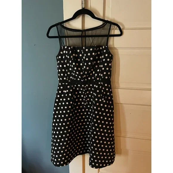 Adrianna Papell | Dresses | Y2k Black White Polka Dot Dress With Mesh Sleeves Top Overlay Med | Poshmark Adrianna Papell | Dresses | Y2k Black White Polka Dot Dress With Mesh Sleeves Top Overlay Med | Poshmark